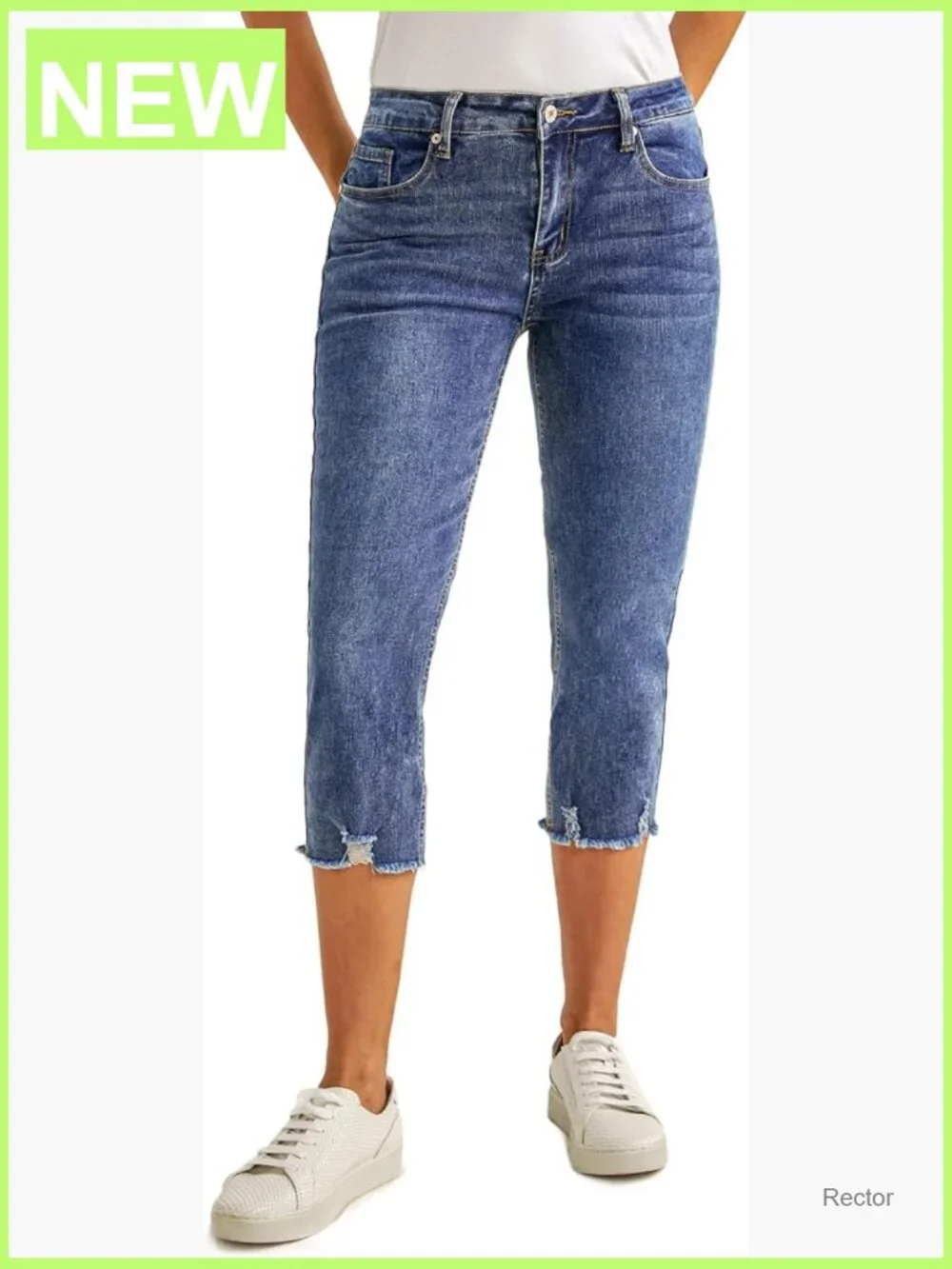 High Waisted Ripped Skinny Cropped Capri Jeans Stretchy Denim Jeggings with